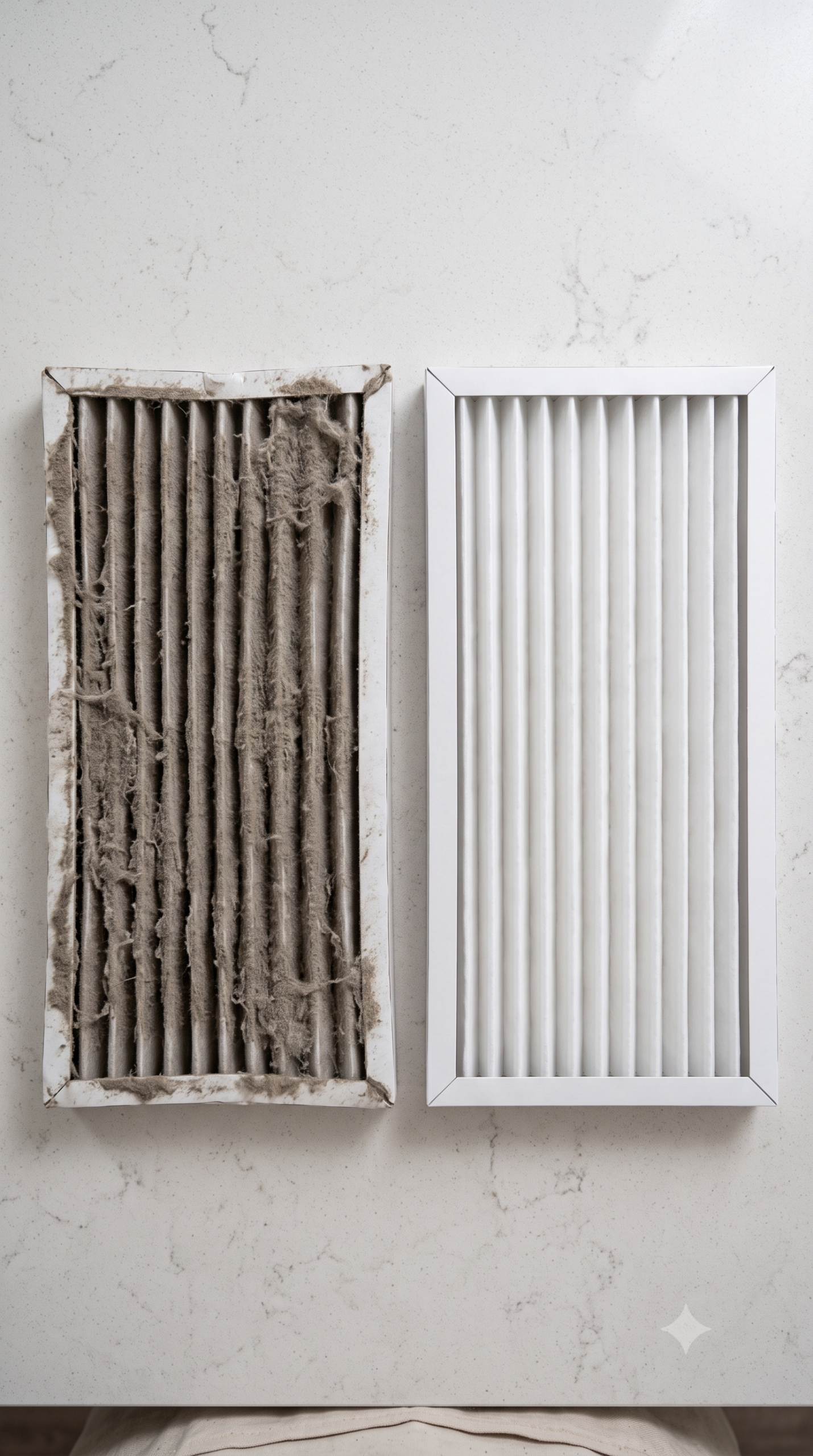 Ac running nonstop fredericksburg Dirty vs clean AC air filter comparison.