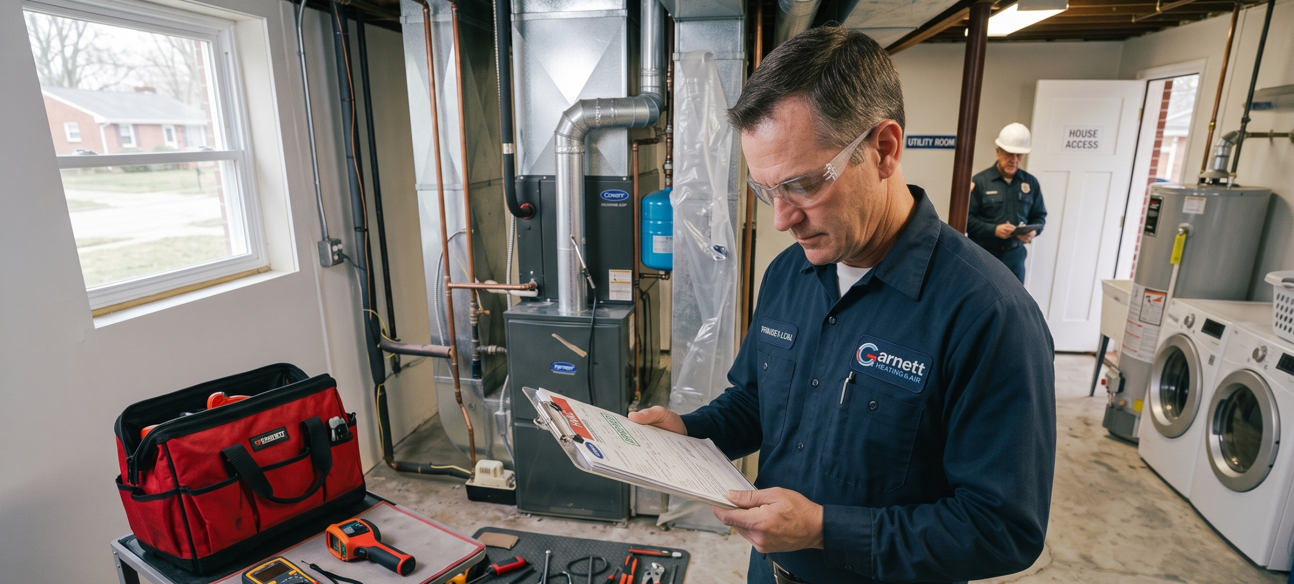 HVAC permit fredericksburg va Licensed HVAC contractor in Fredericksburg VA reviewing mechanical permit before installation